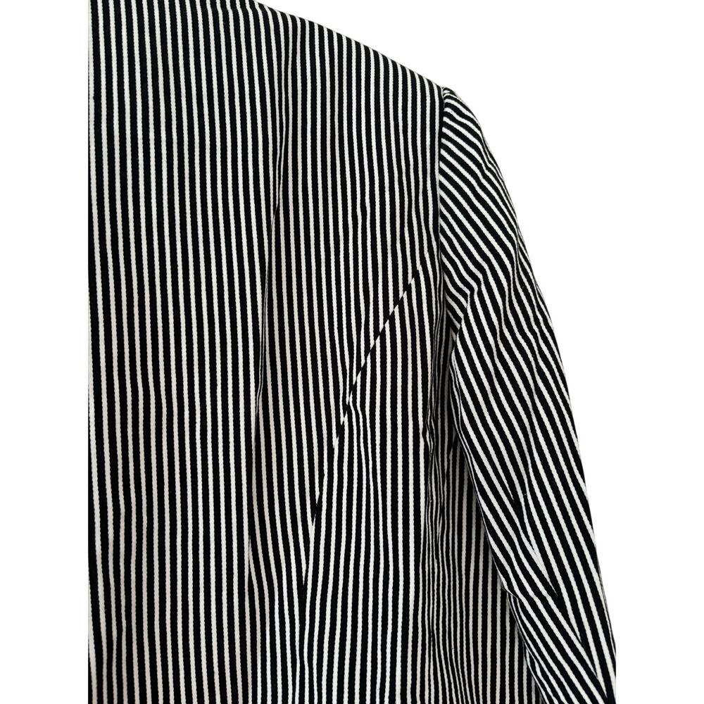 Chaps Womens 18W Black White Striped Cotton Blazer Jacket Plus Size Button - Picture 13 of 13